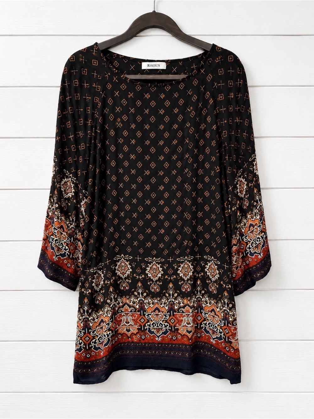 Large Risesun Boho Border Print Shift Dress
